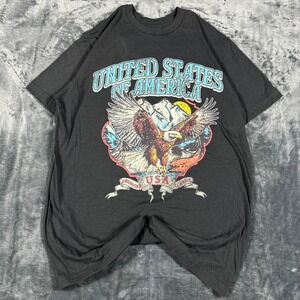 Y2K United States of America Eagle Black Graphic T-Shirt - size medium